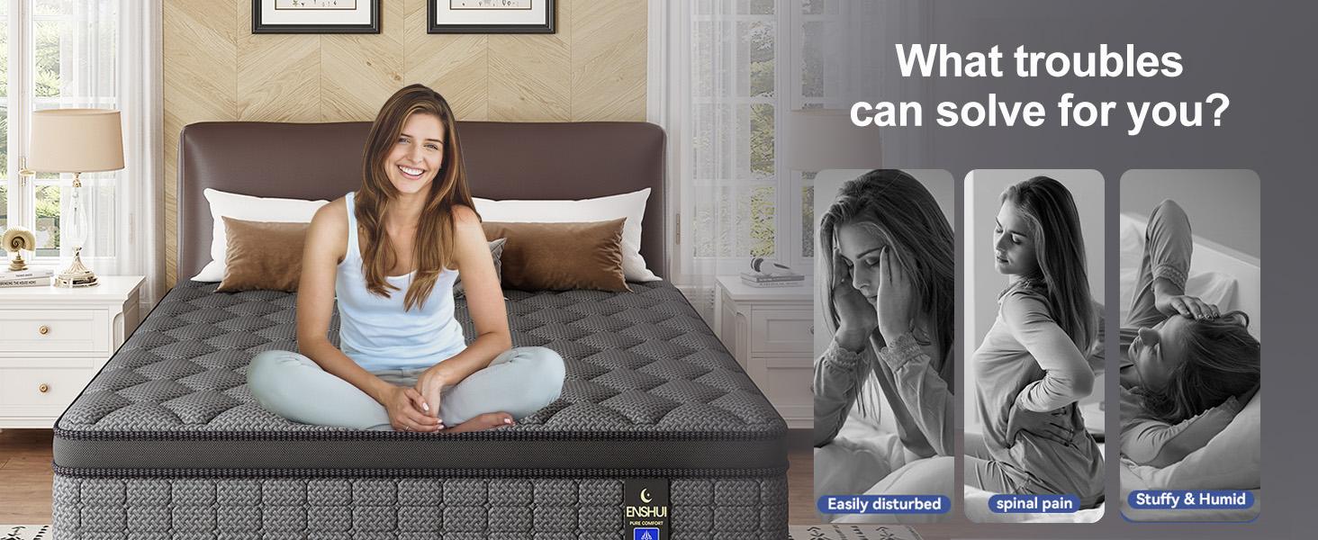 【ENSHUI】12/14 Inch Twin, Full, Queen, King Mattress Memory Foam And Spring, Hybrid MattressMedium Firmness,  For Home Rooms Hotels, Boxed Halloween ChristmasGift Furniture Ergonomic queen size mattress Interior Modern