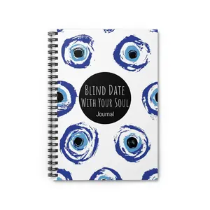 Blind Date With Your Soul Journal Spiral Notebook | Blue Eye Dot Pattern