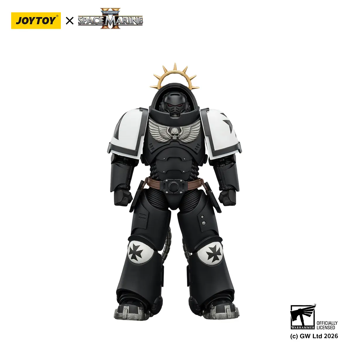 JOYTOY Warhammer 40,000 Black Templars Heavy Intercessor Collectible Figure - 1/18 Scale Authentic Unisex Toy, Bolt Rifle, Bolt Pistol, Heavy Armor, Movable Parts, Articulated, Movable Figurines, Black Templars Look, Pose Hand Positions, JT03721