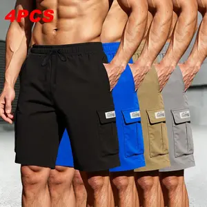Men’s 4-Pack Cargo Shorts Set, Durable Tear-Resistant Fabric, 6+ Practical Pockets, Adjustable Waistband — Suitable for Fitness, Hiking, and Construction, Great Value Summer Set