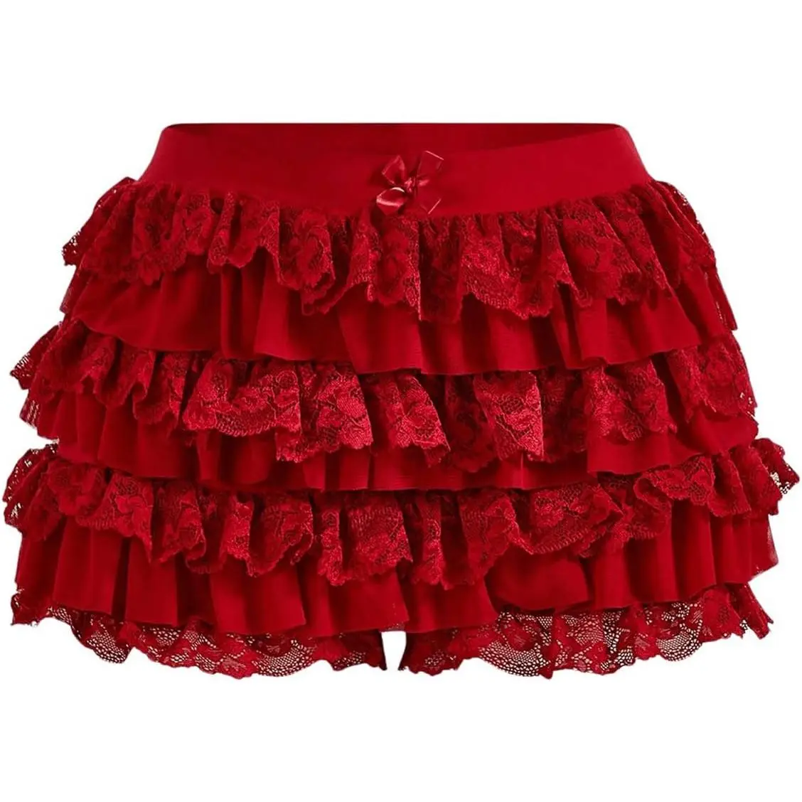 Women's Y2k Ruffle Shorts Lace Lolita Bloomers Elastic Waist Bow Front Shorts Micro