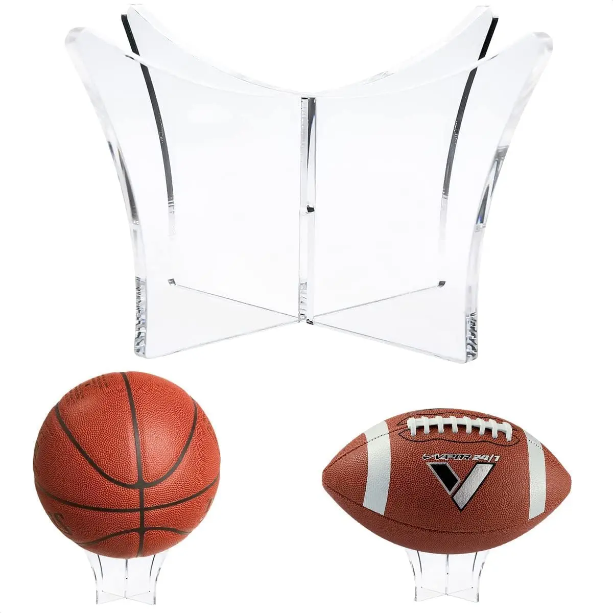 Acrylic Basketball Display Stand Pack of 2 Clear Football Holders for Sports Lover Rooms and Gift Sturdy Durable for Soccer Ball Holder Stand Smooth Touch Organiser Racks