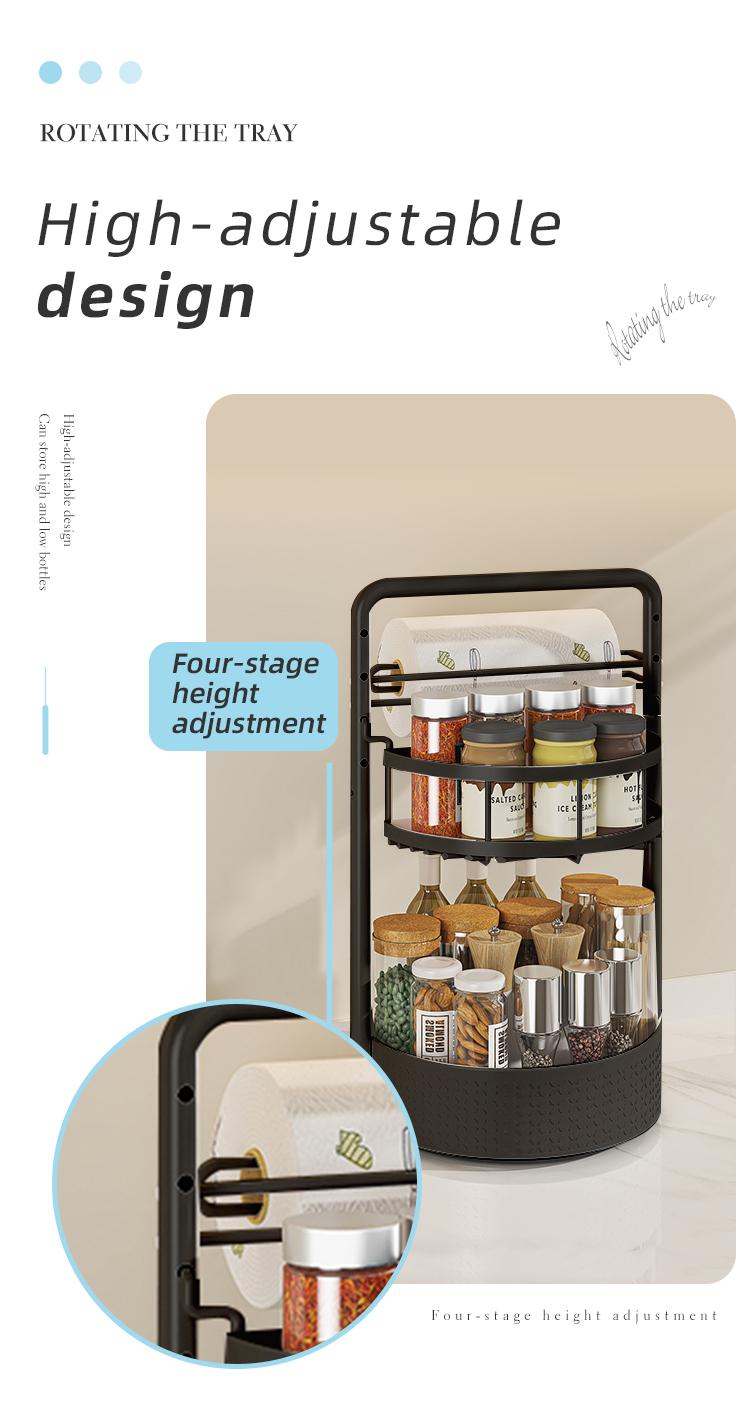 【Holiday Deals】San Dream Rotating Spice Rack Lazy Susan Turntable Organizer 2-Tier 9.84" Adjustable Metal Storage Organization for Cabinet Kitchen Countertop & Pantry Spice Shelf