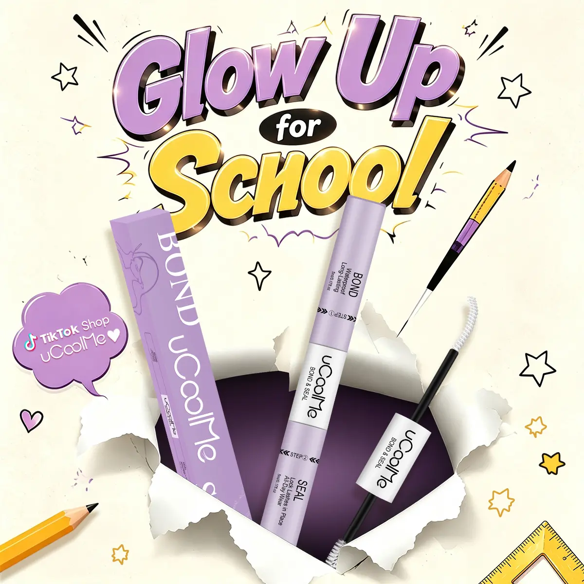 Dual-Ended Lash Bond and Seal for Cluster Lashes, Waterproof 24H Hold, Smudgeproof and Humidity Resistant Liquid Cosmetic Glue,sunscreen,back to school