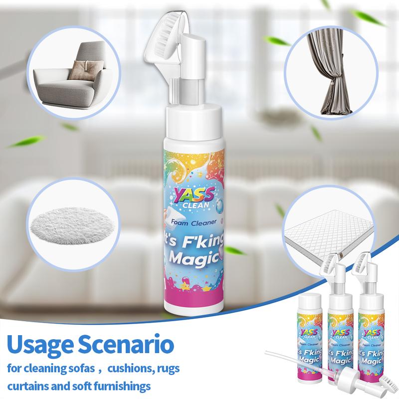 Yass Clean F'king Magic Foam Cleaner 3PACK 200ML Removes Stains With Carpet Cleaner Brush,Effectively Removes Stains And Odours Caused By Pets From Carpets And Upholstery Yass Clean F'king Magic Foam Cleaner 3PACK 200ML Removes Stains With Carpet Cleaner Brush,Effectively Removes Stains And Odours Caused By Pets From Carpets And Upholstery