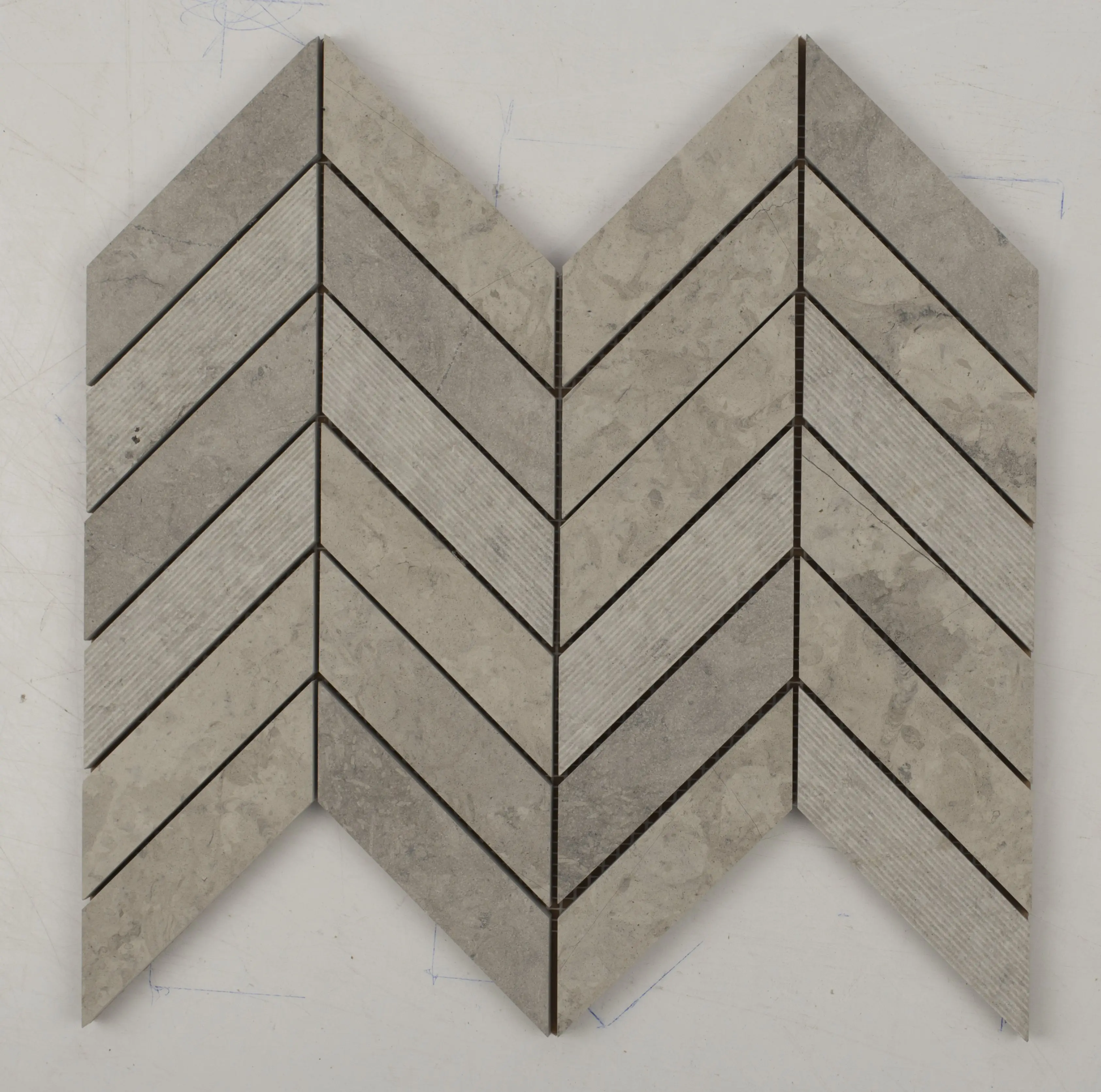 Thala Grey Chevron Limestone Mosaic Tile, Pattern Ceramic Tile for Home Improvement Flooring & Wall Applications, Pattern Ceramic Tiles