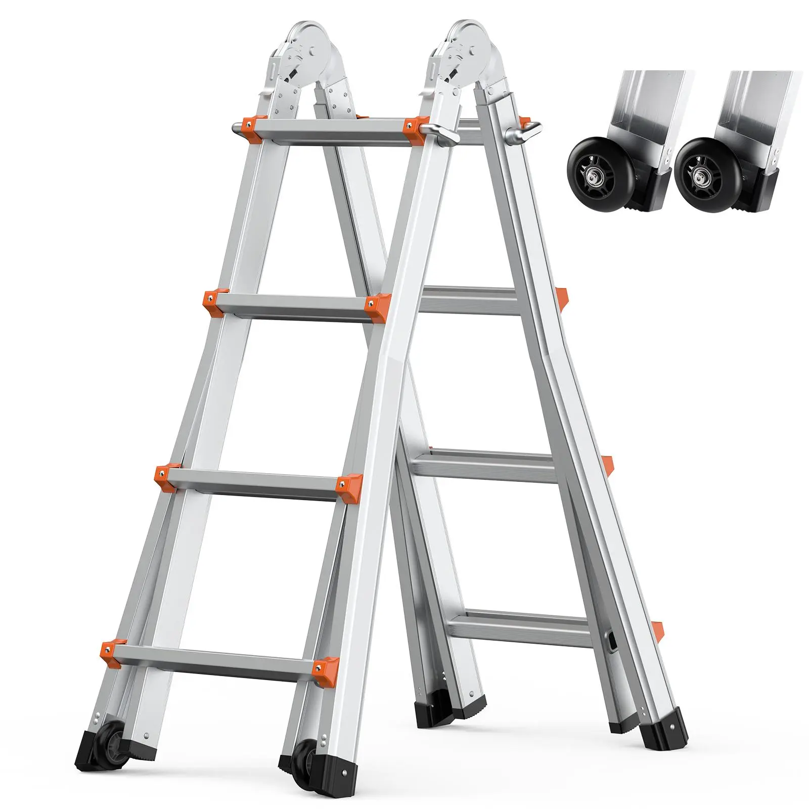【SummerFinds】VEVOR Telescoping Ladder A Frame,  , 15 FT Compact Aluminum Extension Ladder, Multi-Function Portable Collapsible RV Ladder, Telescopic Ladder for Homework Stairs Indoor Outdoor Roof, 330lb Load