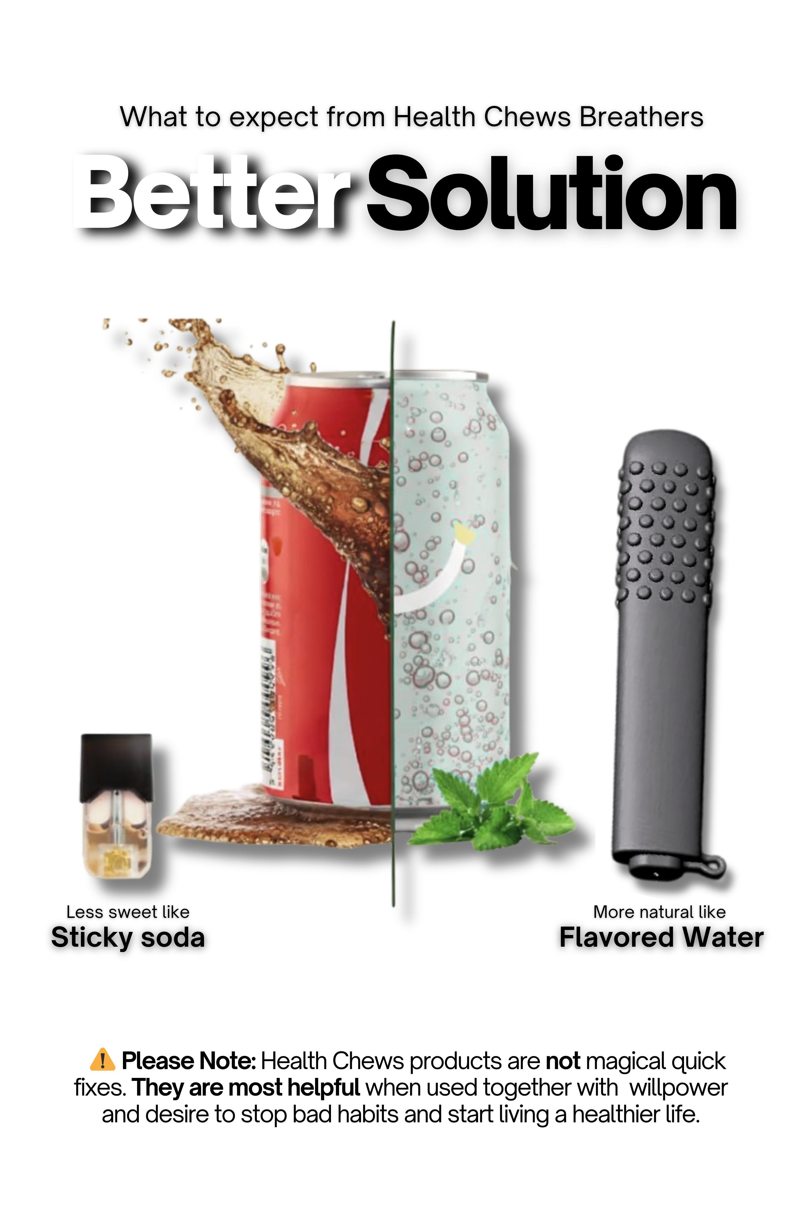 HealthChews PuffBar Essential Oil Aroma Stick - Bendable, Super Durable, Reusable, Washable - Portable, Discreet, Stress Relief, Oral Fixation Satisfaction - Solution