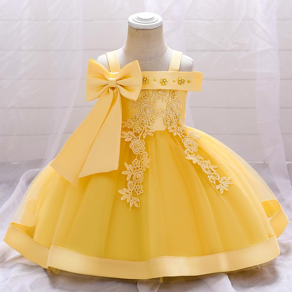 5081 Girl Princess Dress Flower Bow Elegant A-line Princess Skirt Perfect for Performance Wedding Parties and Summer Wearing Fashionable Design