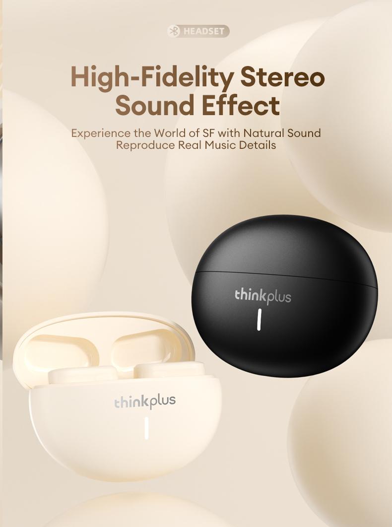 Lenovo LP19 In-Ear Wireless Earbuds with Bluetooth 5.1 for Faster, More Stable Connection, 360° Surround Sound, Hi-Fi Audio Quality, Smart Compatibility, Wireless Headphones for Music & Phone Calls