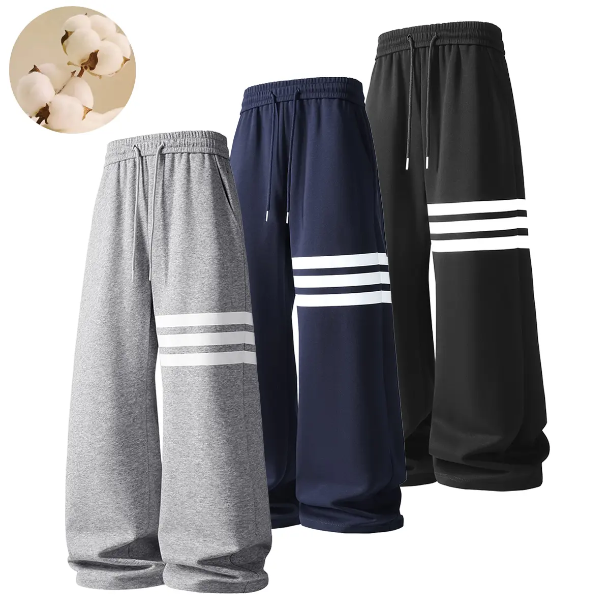 Men's Cotton Fitted Joggers - Plus-Size Oversized Supersoft Baggy Sweatpants with Pockets, Adjustable Drawstring for Yoga, Running, No-Slack Everyday Wear, Yoga/Jogging