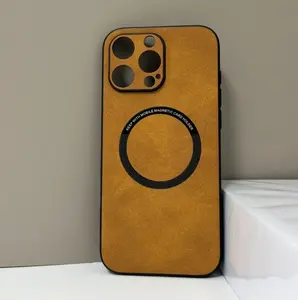 For iPhone17 Pro Max, 16, 15, 14, 13, 12 sheep Babi magnetic mobile phone case, PC + PU material, light luxury, delicate and skin-friendly feel, the surface iron ring has no magnetic force and can be attracted to wireless charging or bracket