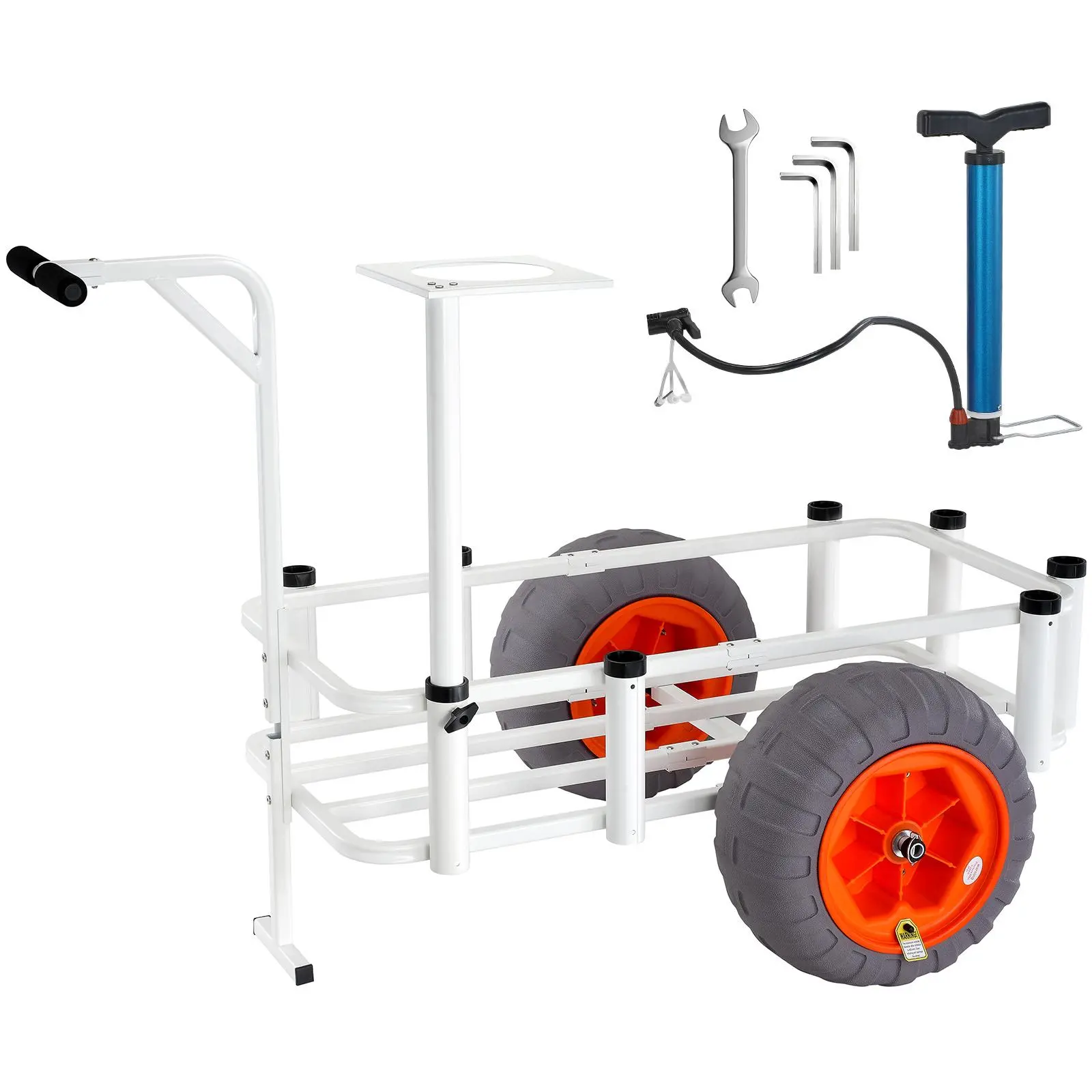 【SummerFinds】VEVOR Beach Fishing Cart, 350 lbs Load Capacity, Fish and Marine Cart with Two 16" Big Wheels PU Balloon Tires for Sand, Heavy-Duty Aluminum Pier Wagon Trolley with 8 Rod Holders for Fishing, Picnic