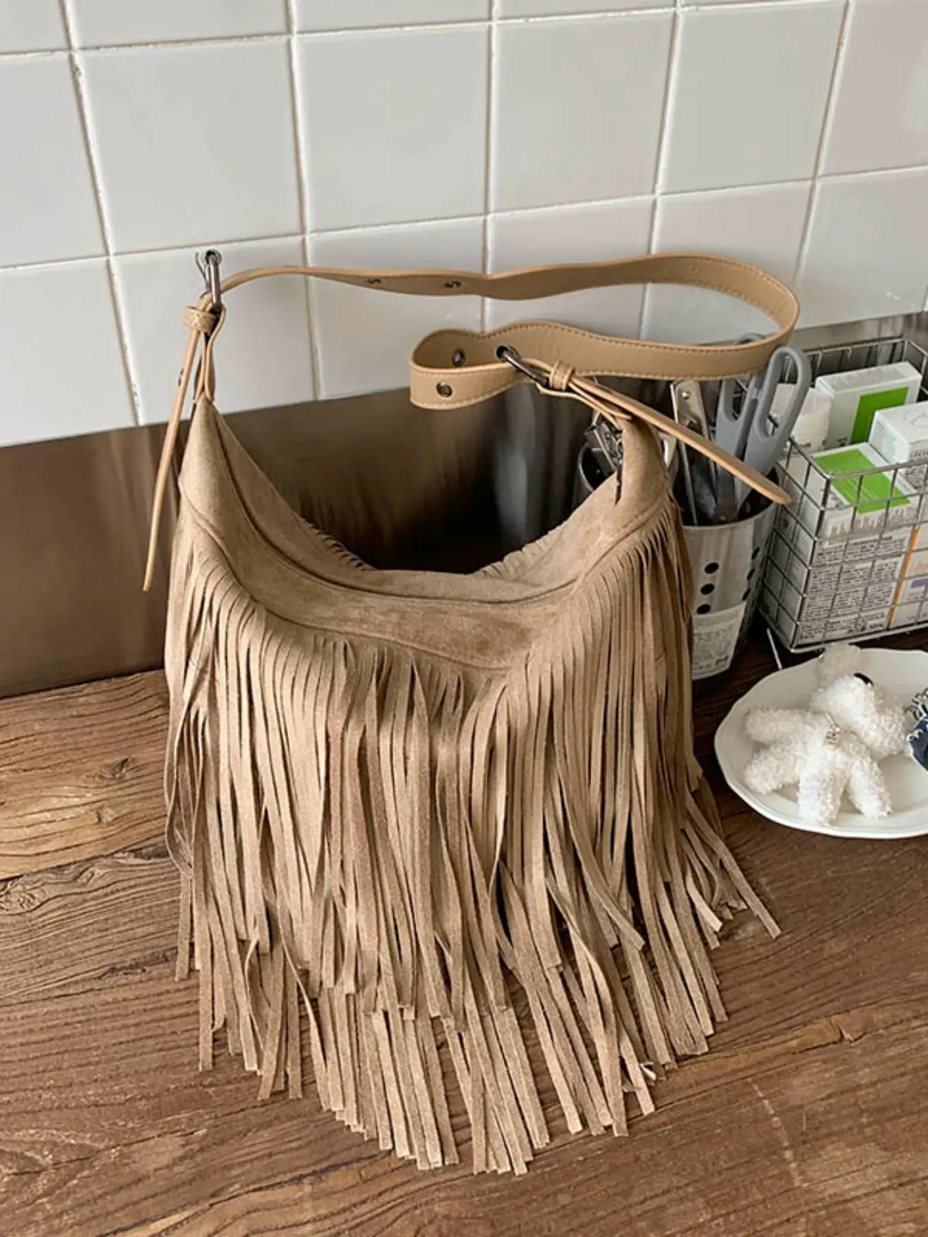 Unique Small-Batch Design Casual Crossbody Bag, Fringe Hobo Bag, New Women's Vintage Versatile Shoulder Bag, Tassel Dumpling Shape Handbag, Hobo Crossbody Bags, Fashion Bags