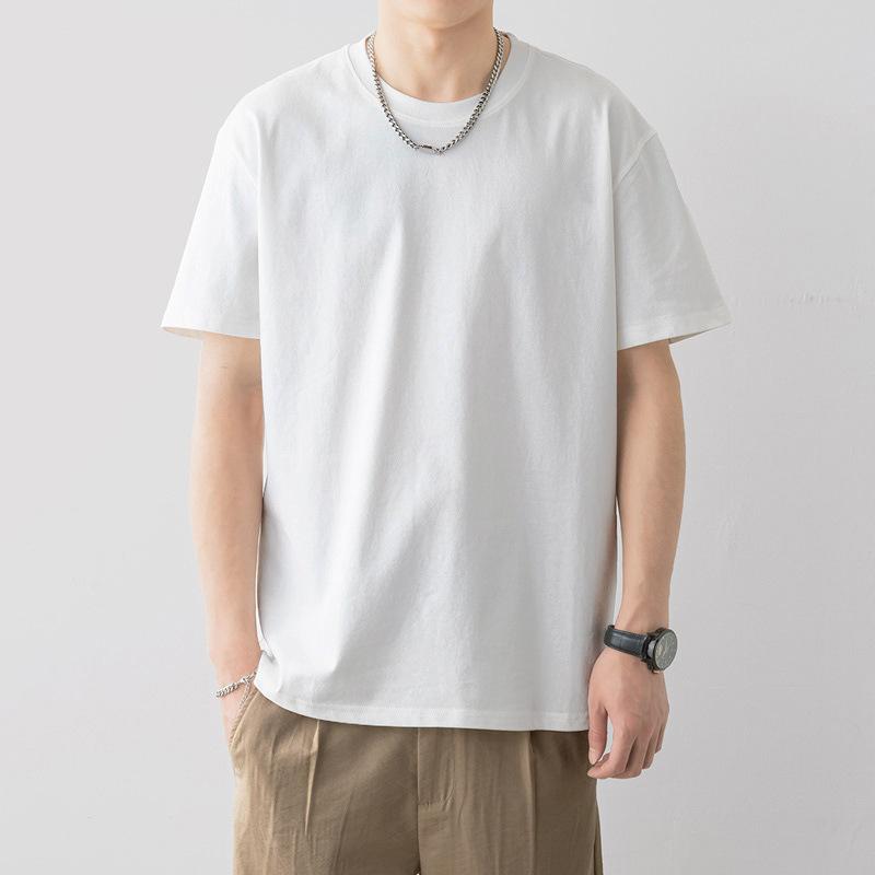 Men's Classic Plain Short-Sleeve Crew Neck Tee, Casual Loose Fit Medium Length Top for Casual Daily Wear, Essential Menswear Basic