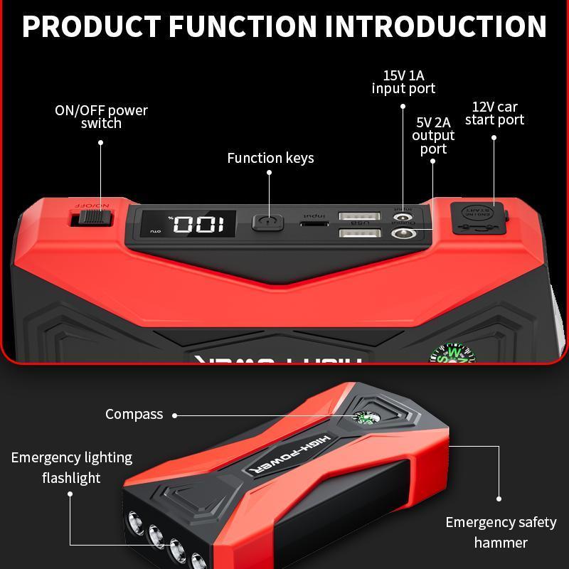 Easy Practical Portable Car Jump Starter, 2000A Car Battery Jump Starter , 12V Car Battery Essential Christmas gifts for car owners - Car emergency essentials!