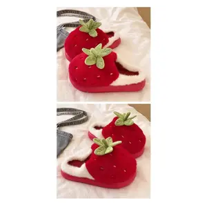 KUSHIE Homebody Slippers Strawberry Plush House Slippers Ultra-Soft Plush Comfort Cushioned Sole for Indoor Wear Warm Lightweight Feel Playful Design