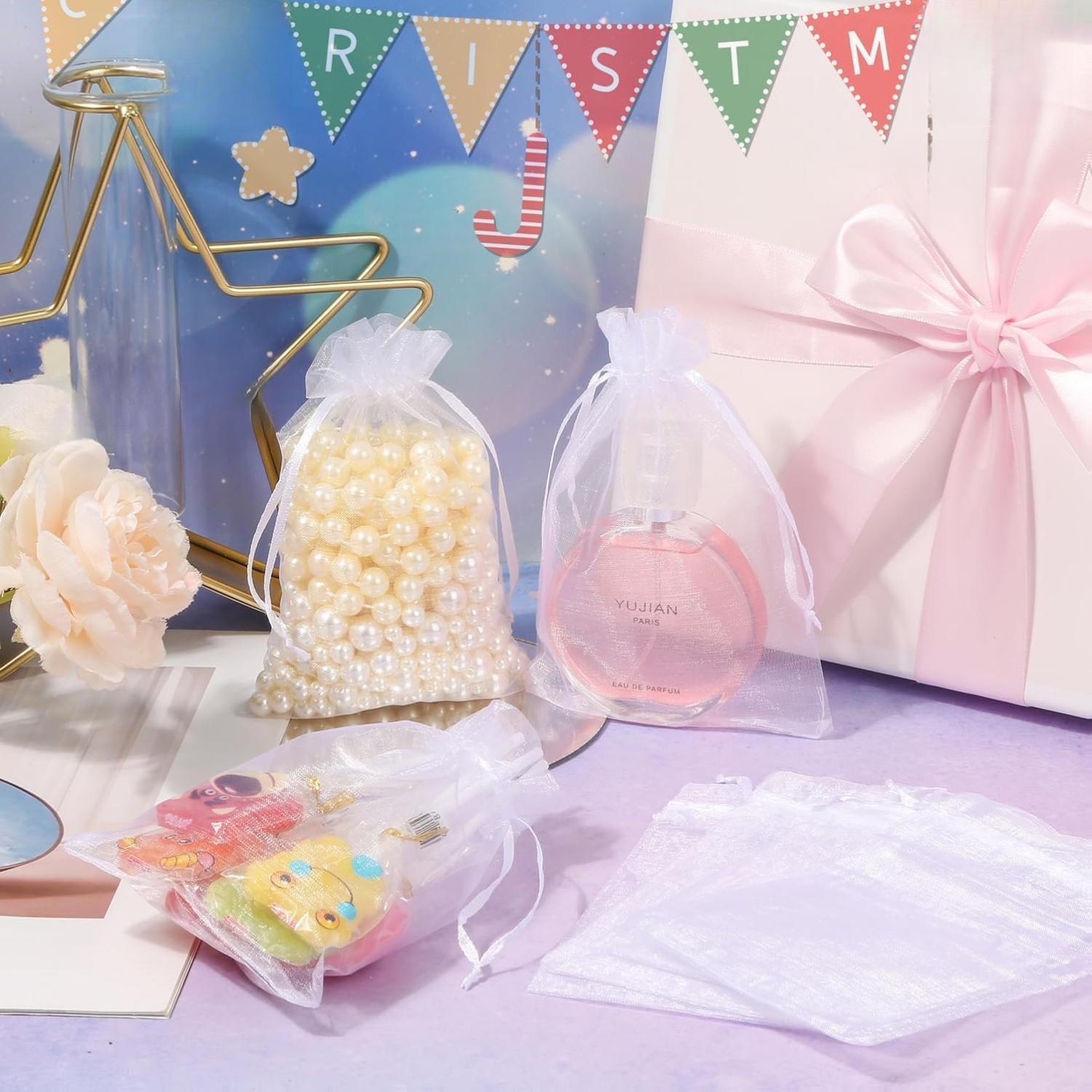 100PCS Premium Unisex Sheer Organza Bags, White 4x4.72in Wedding Favor Bags for Party, Christmas (Ideal for Jewelry, Bathroom Soaps, Makeup Organization, Wrapping Supplies) 100PCS Premium Unisex Sheer Organza Bags, White 4x4.72in Wedding Favor Bags for Party, Christmas (Ideal for Jewelry, Bathroom Soaps, Makeup Organization, Wrapping Supplies)