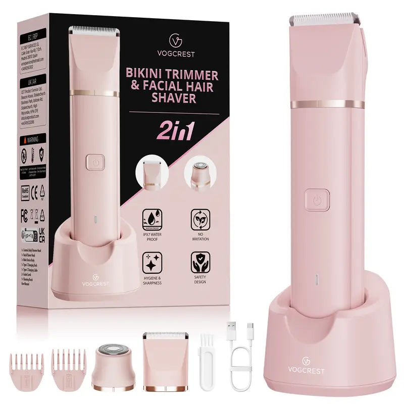 Electric Lady Shavers For Women, Rechargeable All-in-1 Bikini Pubic Hair Trimmer & Facial Hair - View #2