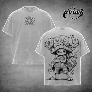 [Yūgen Store] Tony Tony Chopper One Piece Retro Acid Washed Oversized Hoodie & T-Shirt, Anime Manga Streetwear Graphic Tee, Heavyweight Cotton Unisex Shirt, Gift for Anime Fans