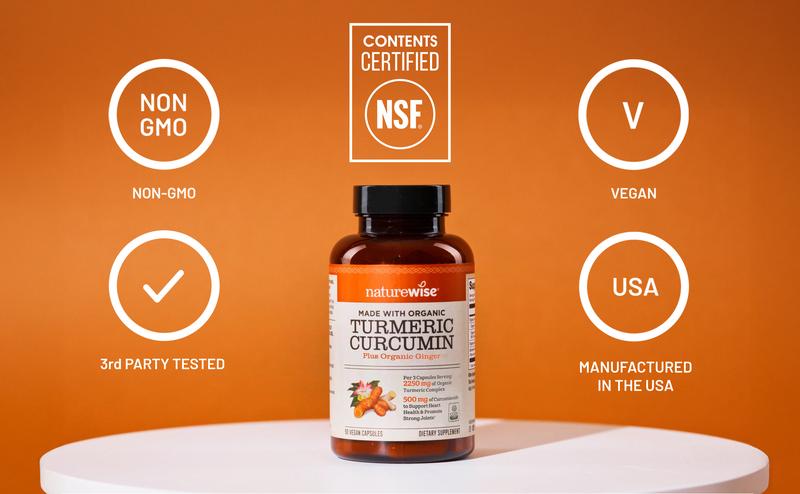 NatureWise Turmeric Curcumin 2250mg - 95% Curcuminoids - With Organic Turmeric + Organic Ginger + BioPerine Black Pepper Extract for High Absorption - Joint & Immune Support - NatureWise Curcumin - Vegan, Non-GMO - USA Manufactured NatureWise Turmeric Curcumin 2250mg - 95% Curcuminoids - With Organic Turmeric + Organic Ginger + BioPerine Black Pepper Extract for High Absorption - Joint & Immune Support - NatureWise Curcumin - Vegan, Non-GMO - USA Manufactured