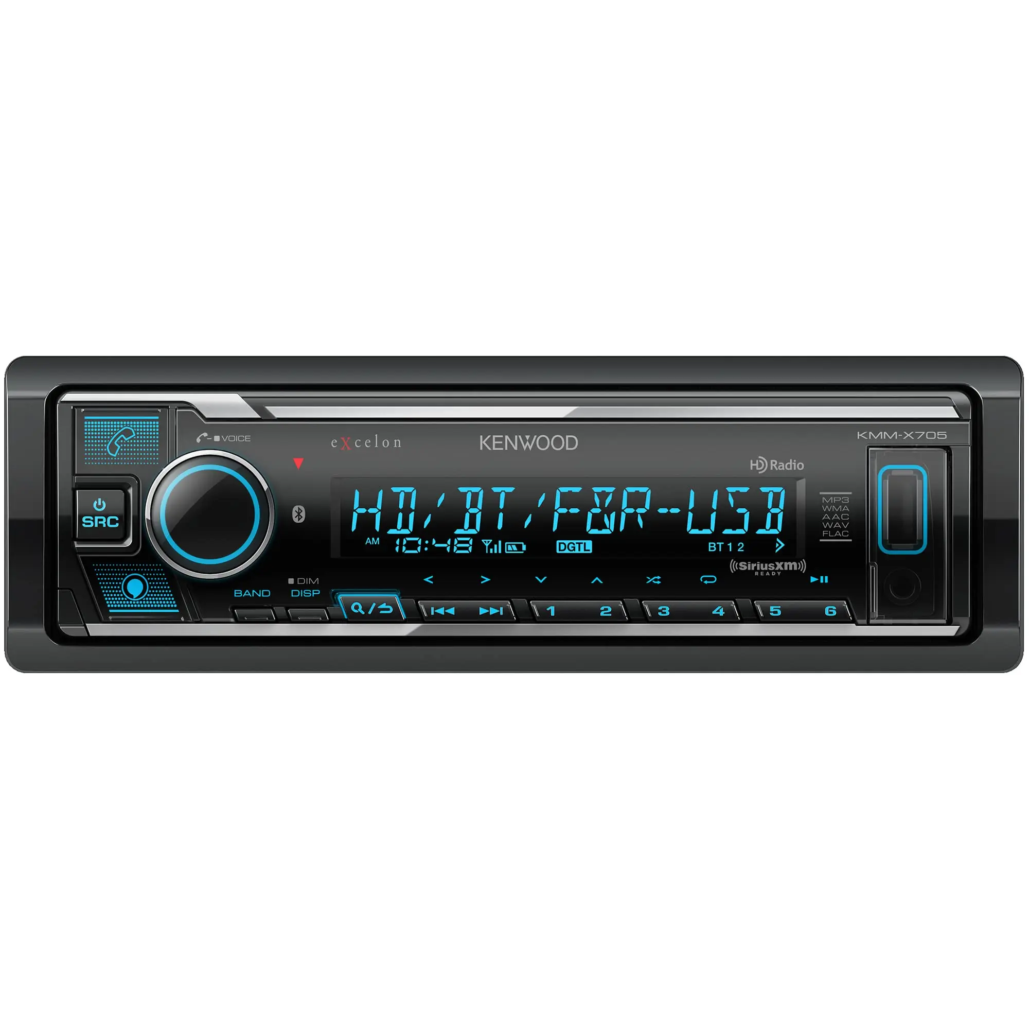 Kenwood eXcelon KMM-X705 AM FM HD Bluetooth Digital Car Stereo - Single DIN