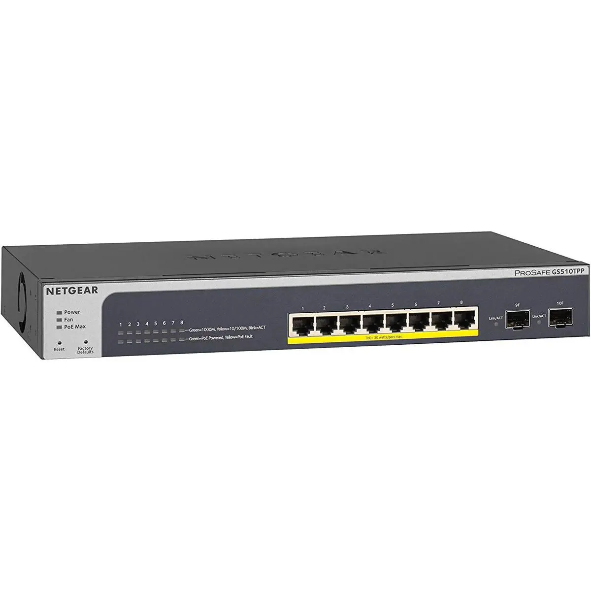 Netgear GS510TPP Compact Smart Managed Pro Switch - 8-Port Gigabit PoE+, 2 SFP Ports, 190W PoE+ Power Budget