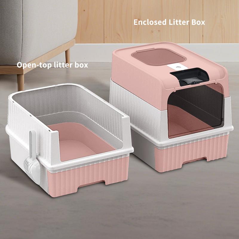Fully enclosed cat litter box with cat litter shovel, deodorant, splash-proof baffle drawer design is convenient for changing cat litter, practical cat toilet, suitable for all kinds of pet cats