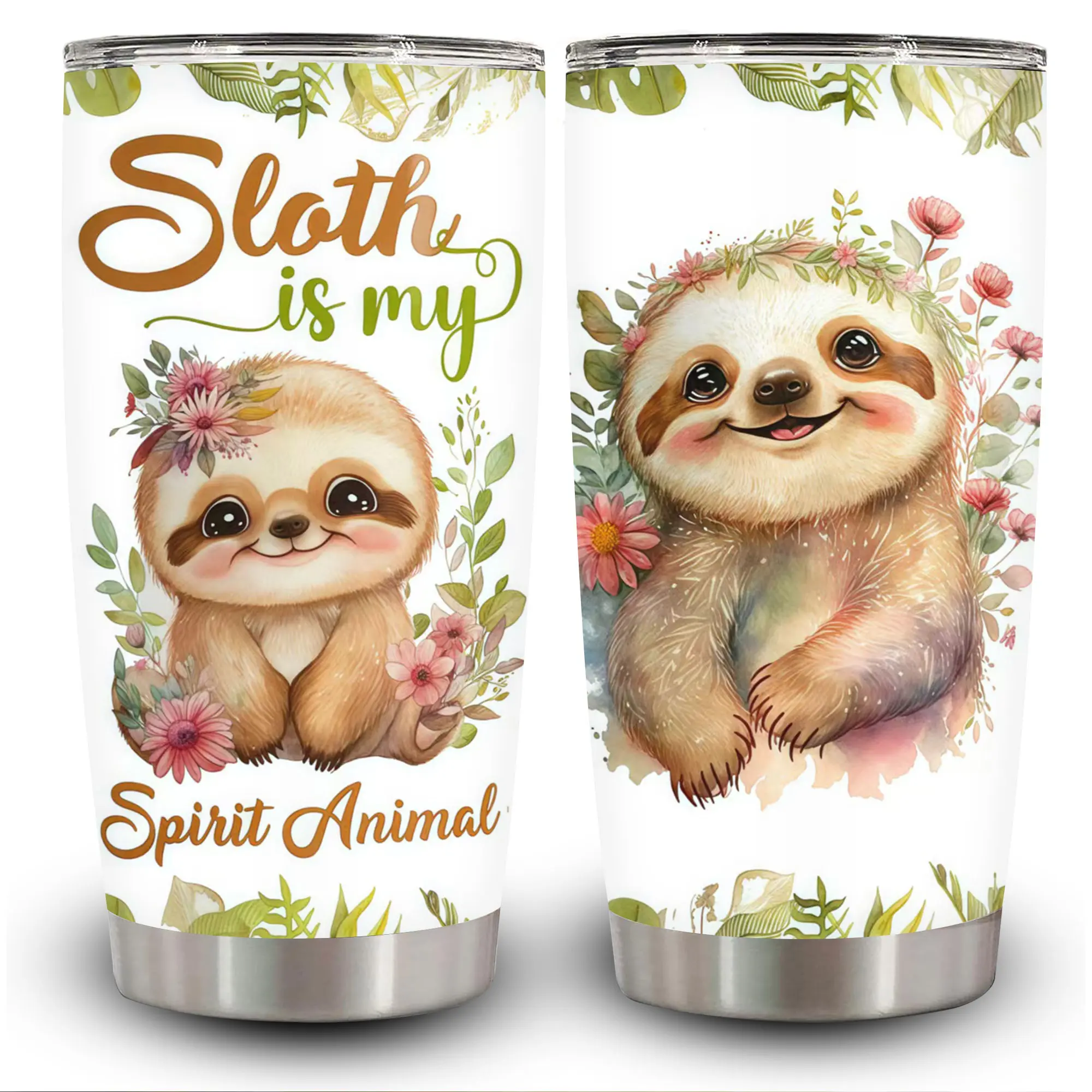 Sloth Tumbler 20oz Sloths Gifts for Women Girl Teen Gift for Birthday Christmas Stainless Steel Insulated Tumblers Coffee Travel Mug Cup