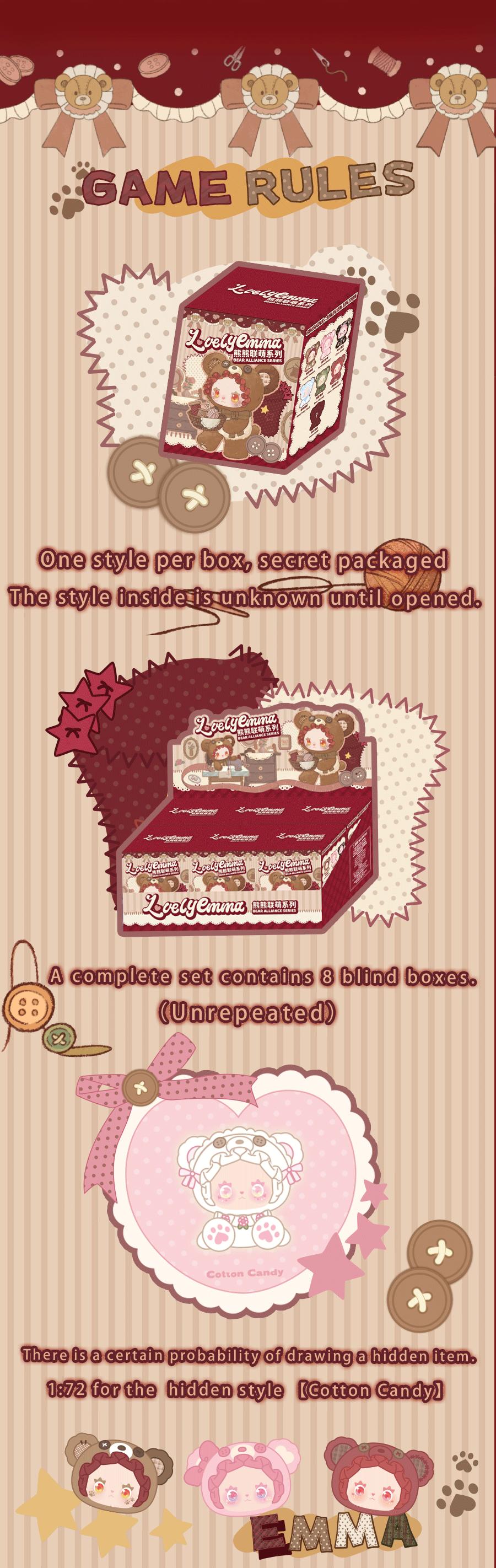 Lucky Emma Bear Buddies Union Blind Box Bag Charm, Cute Bear Keychain For Gifts