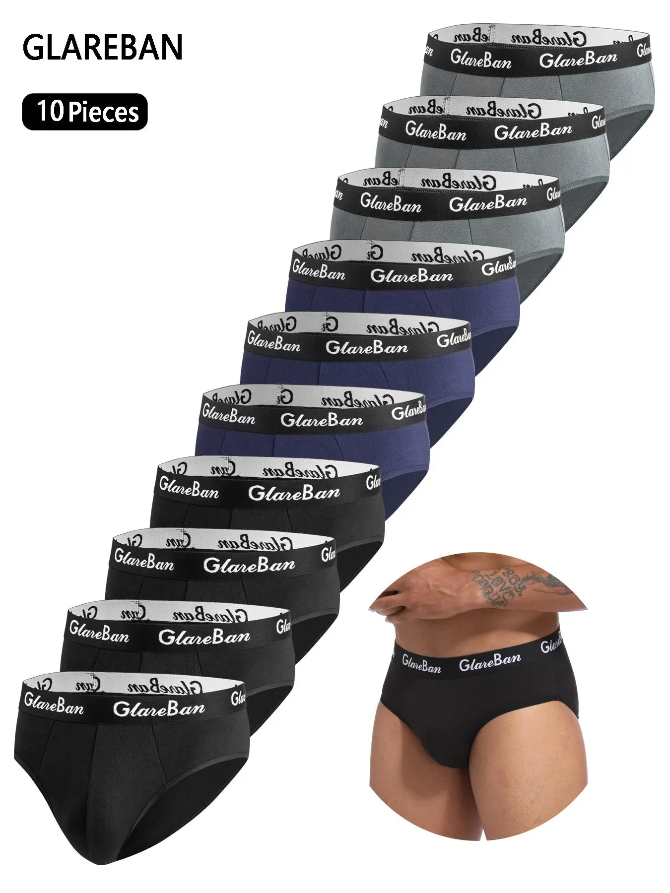 10 pieces Sexy Underwear for Men Classic Casual Style All Season Briefs Plain Polyester Comfort Breathable Men's Panties Underpants Slips Jockstrap Brazilian Soft Menswear Clothes