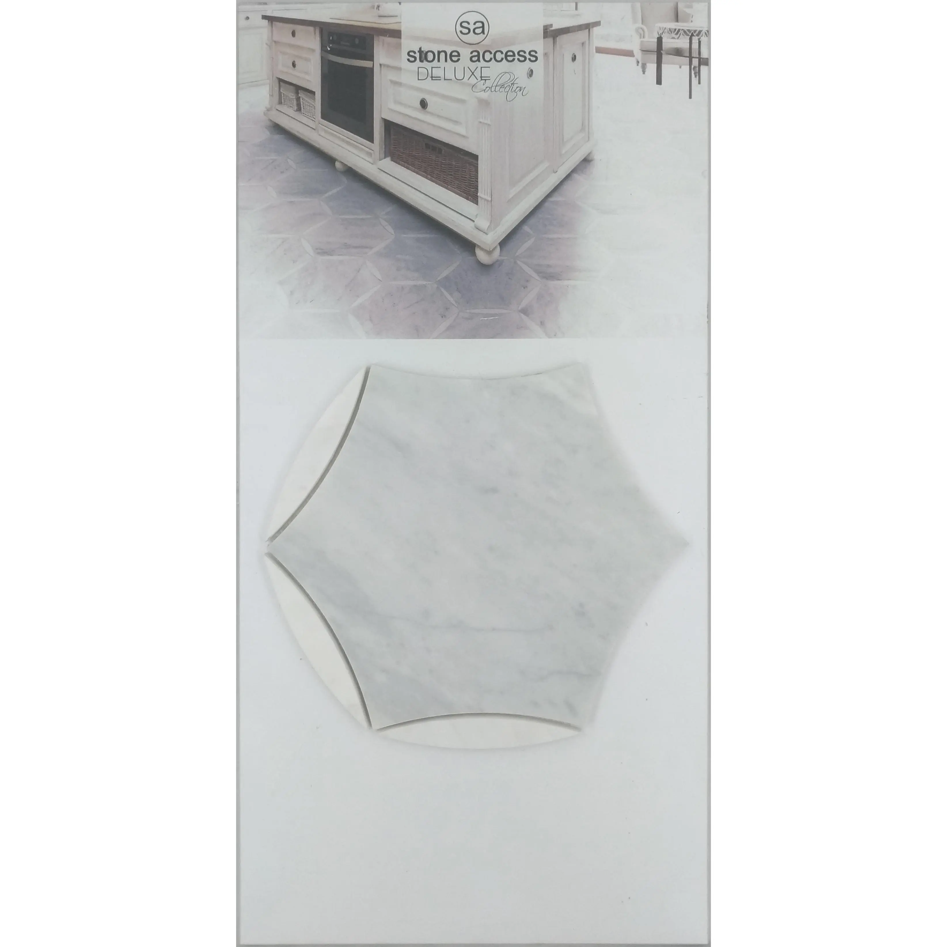 Carrara Carina Aria Honed Veined Marble Hexagonal Mosaic Tiles, European Traditional Style, 1 Sheet Commercial-Grade Tiles for Discerning Residential Home Improvement Flooring & Wall Applications
