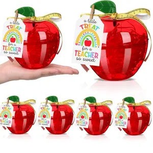6/12/50 Pcs Teacher‘s Day Apple Container Plastic Apple Candy Box Teacher Appreciation Gift for Teacher Student,School Classroom Apple Pumpkin Themed Party Decorations,Wedding Birthday Party Welcome Back to School Class Rewards Graduation Gift