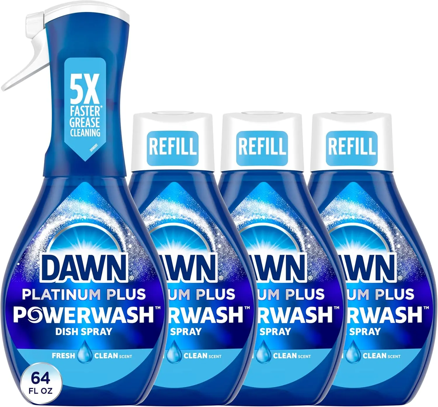 Pack of 4 Platinum Powerwash Dish Spray Dish Soap Liquid Fresh Scent Bundle