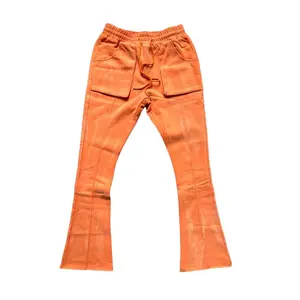 Orange Wash Sweatpants Embroidered Menswear Pocket Trouser