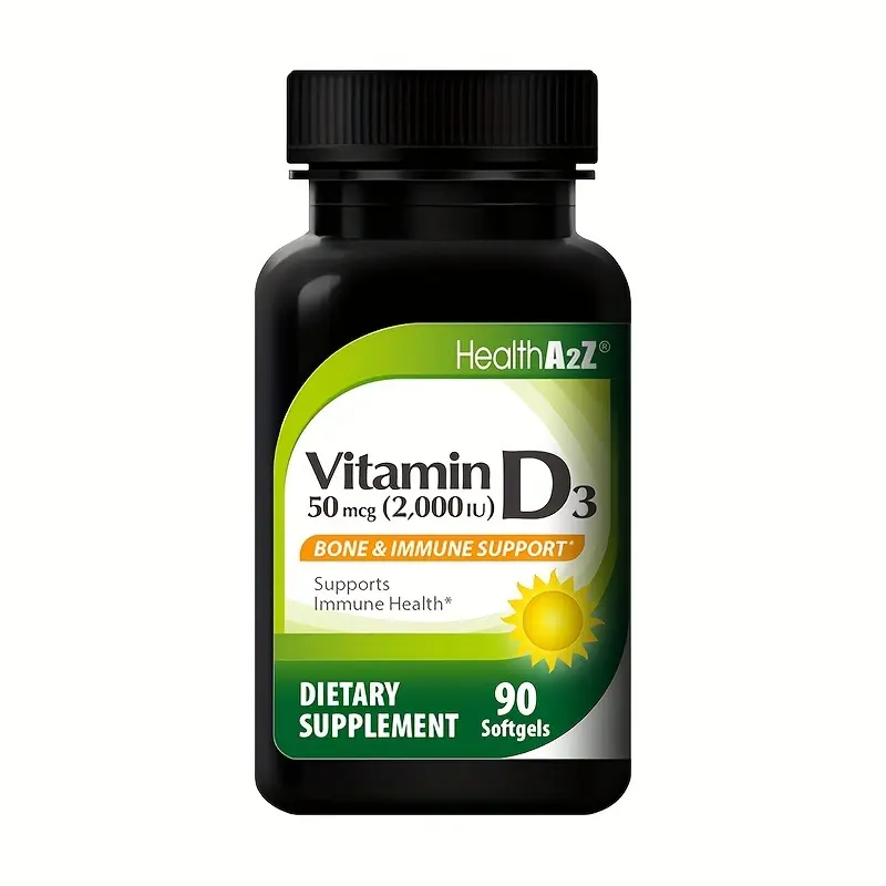 HealthA2Z Vitamin D3 (25 mcg) - 90 Softgels (Pack of 1) - Sunshine Vitamin for Immune & Bone Support, Mood & Energy - Calcium Absorption