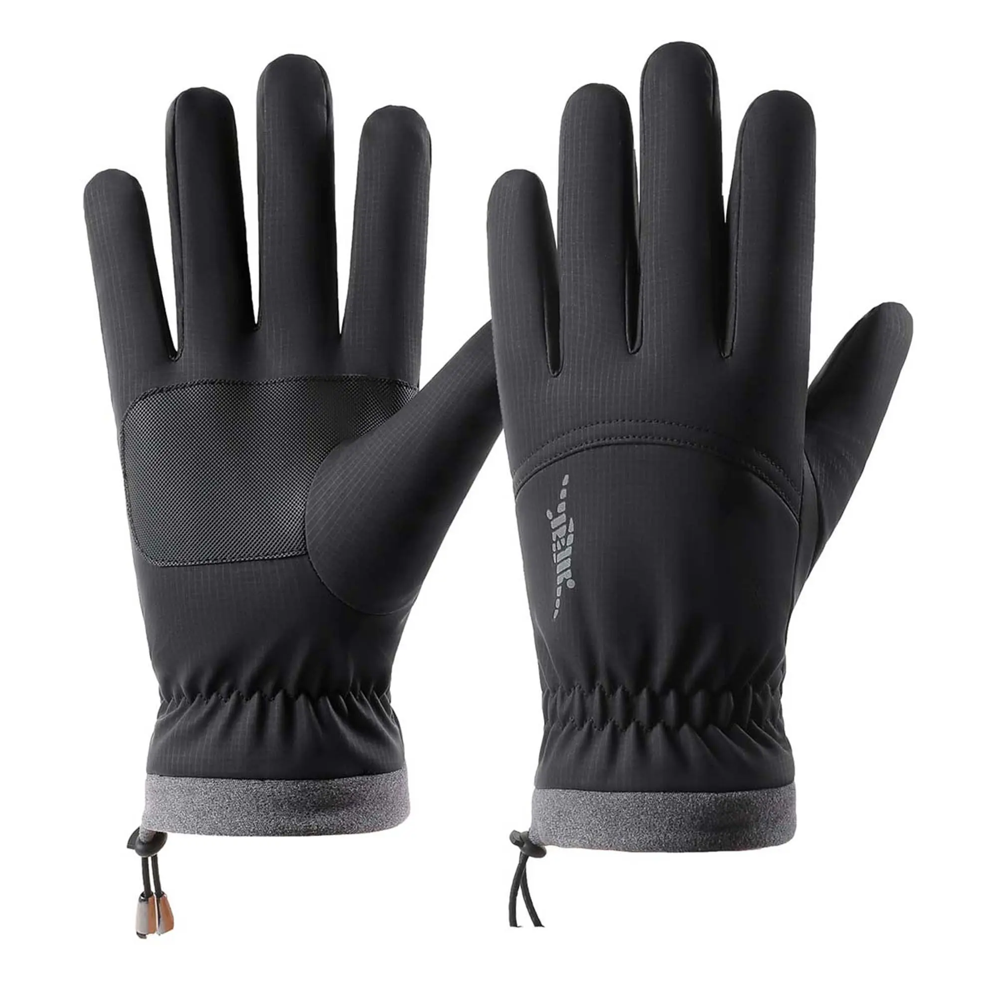 Male Winter Cycling Gloves, Waterproof Polyester Fibre with Touchscreen Fingers & a Shock-Absorbing, Anti-Slip Grip for Biking, Size L-26.5cm, Anti Slip Shock Absorbing Touchscreen Waterproof Ski, 1 Pair Of Gloves
