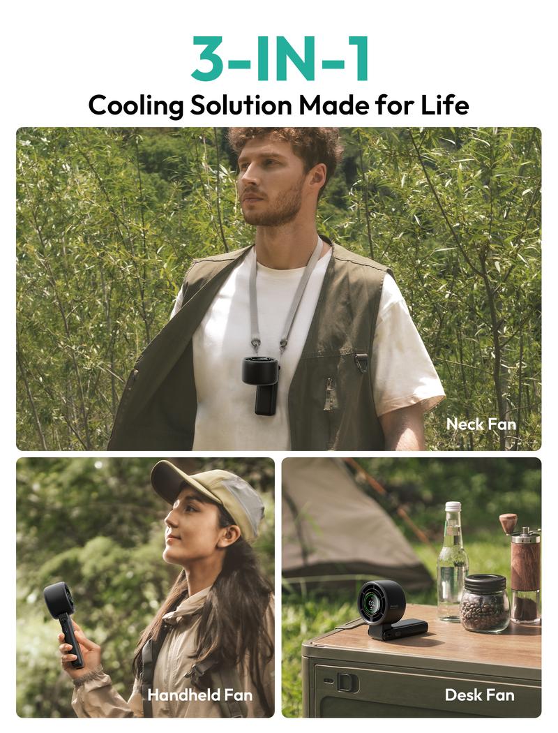 Aecooly 3-in-1 Portable Fan, Turbo Handheld USB Fan, Rechargeable Mini Pocket Fans, 24H Battery, Foldable for Travel, Summer, Gifts for Women,Summervibes，dealsforyoudays