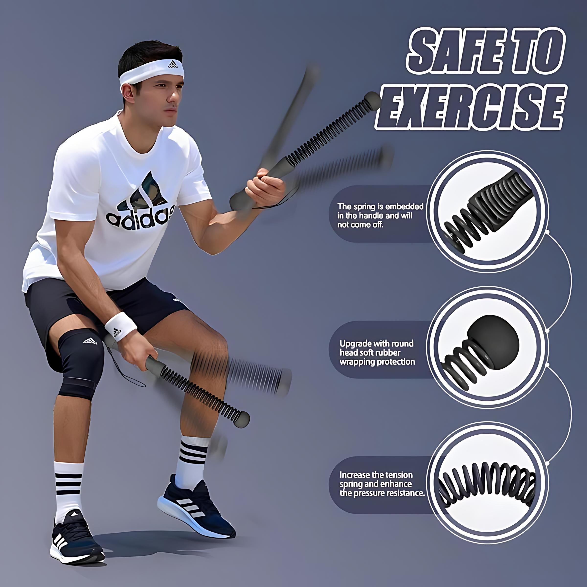 2PCS Weighted Cordless Battle Ropes - Quiet Ropeless Unisex Trainer with Black Stainless Steel Grip Strengthener Stick for Home Full Body Workout, HIIT Cardio