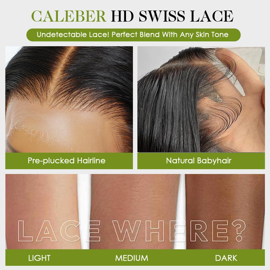 Caleber Hair 13x6 Lace Front Wigs Human Hair Pre Plucked 200 Density HD Body Wave Lace Front Wigs Human Hair Frontal Wigs  for Women Pre Plucked Black wig