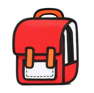Cute Quadratic element Backpack  Cartoon 3D Jump Style Drawing from Comic Paper Anime Bookbag School Supplies Fun Daypack
