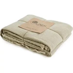 88"x92" 100% Pure Linen Oversized King Blanket-Soft Linen Reversible Throw Blanket in Natural Color Bed Blanket (Flax Color, 88"x92")