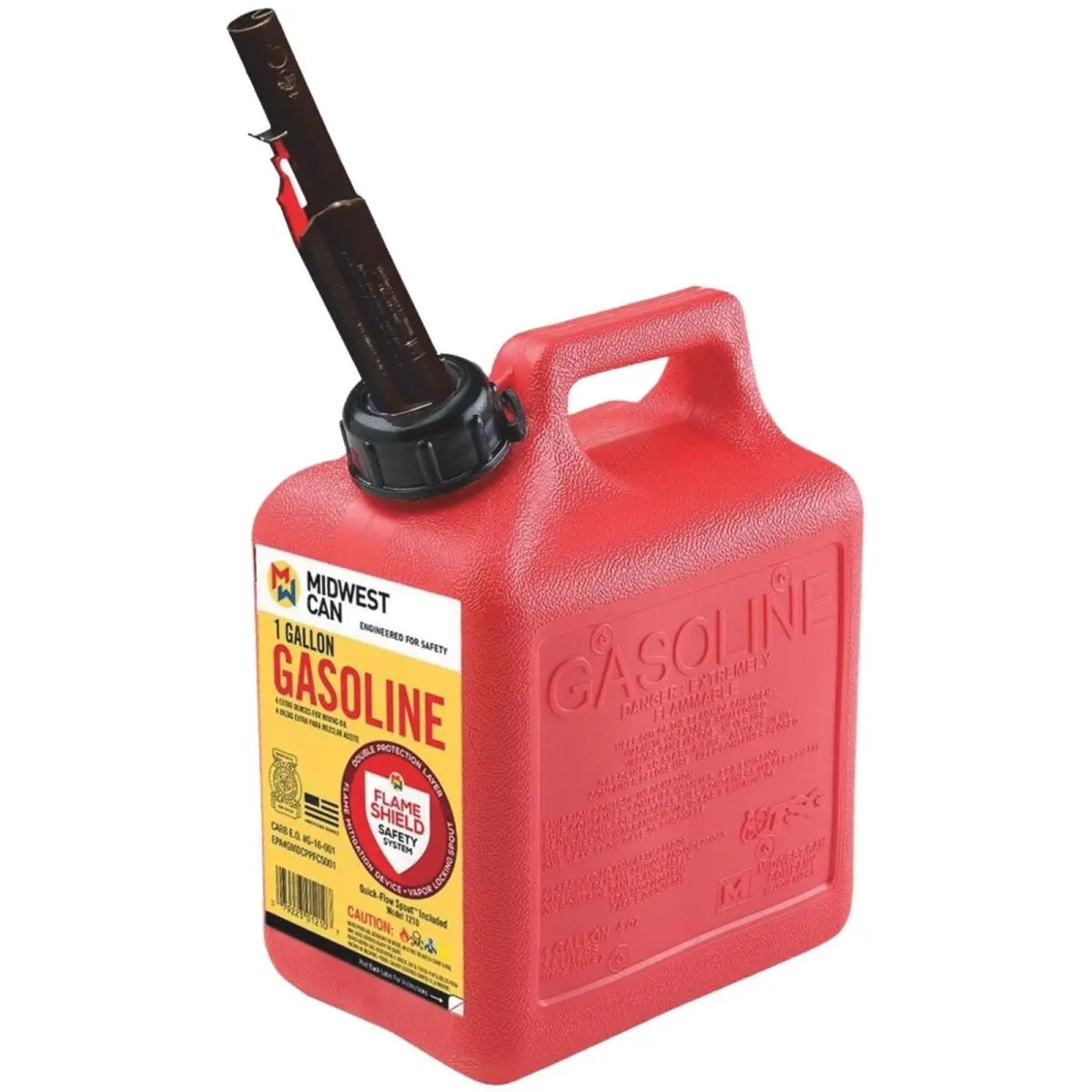 Midwest Can 248469 Red High Density Polyethylene Gas Can - Superior Design with EPA/CARB Compliant Spout, Wide Base, Flame Shield, 2.5 GPM Vapor Locking Quick Flow Spout, Dual Layer Protection, for Lawn Mower, ATV Filling Needs