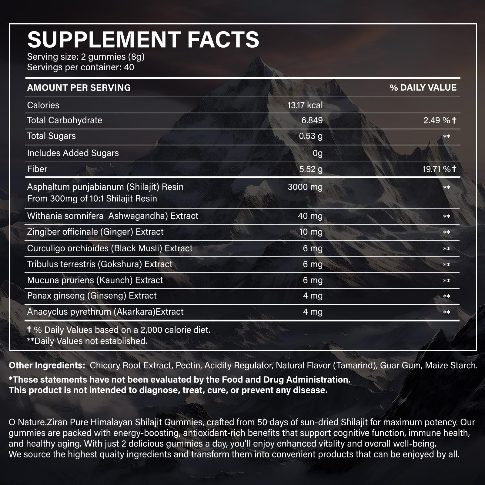 ONatureZiran Shilajit Gummies for Men & Women - Pure Himalayan Shilajit Gold Gummies Rich in Ashwagandha, Gokshura with 85+ Minerals, Authentic Flavor 80 Gummies Fitness Endurance Supplement Nutrition Supplement Strength Healthcare