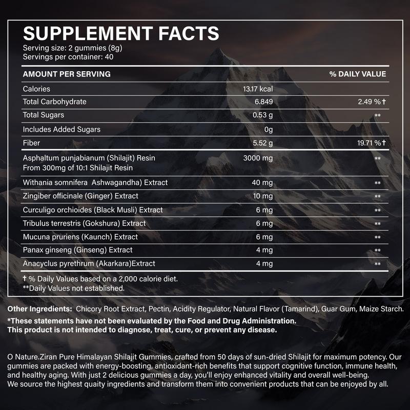 ONatureZiran Shilajit Gummies for Men & Women - Pure Himalayan Shilajit Gold Gummies Rich in Ashwagandha, Gokshura with 85+ Minerals, Authentic Flavor 80 Gummies Fitness Endurance Supplement Nutrition Supplement Strength Healthcare