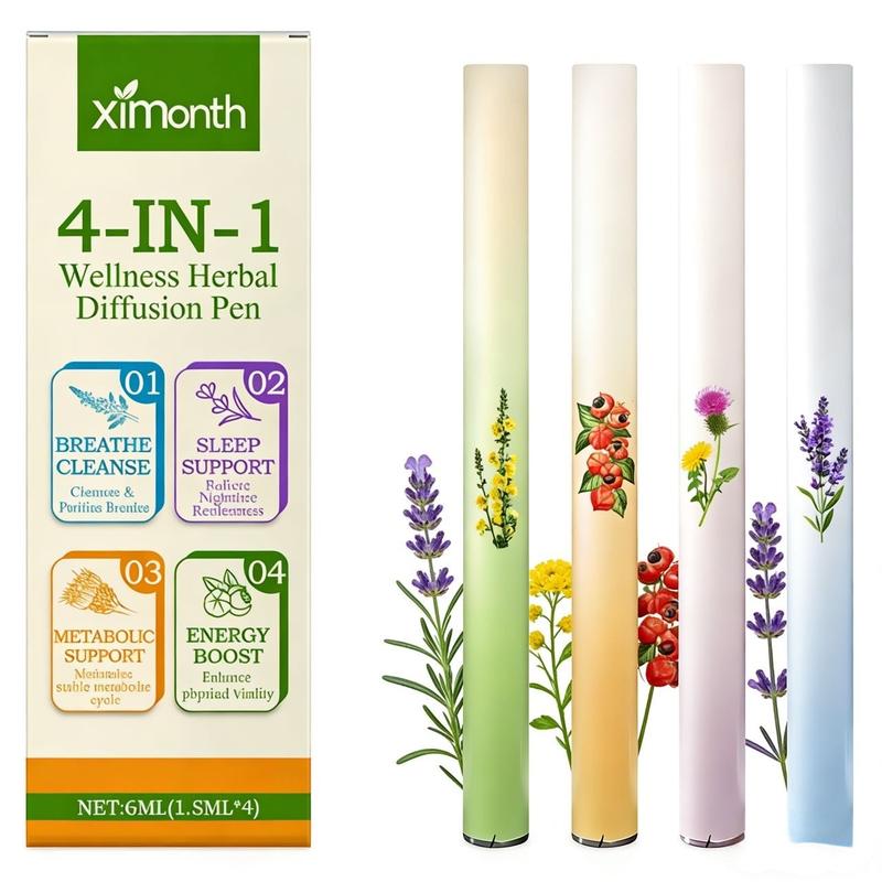 Portable Herbal Diffuser Pen, 4-In-1 Aromatherapy for Sleep, Energy & Mental Clarity, Stick Form, No Ca Prop 65 Warning