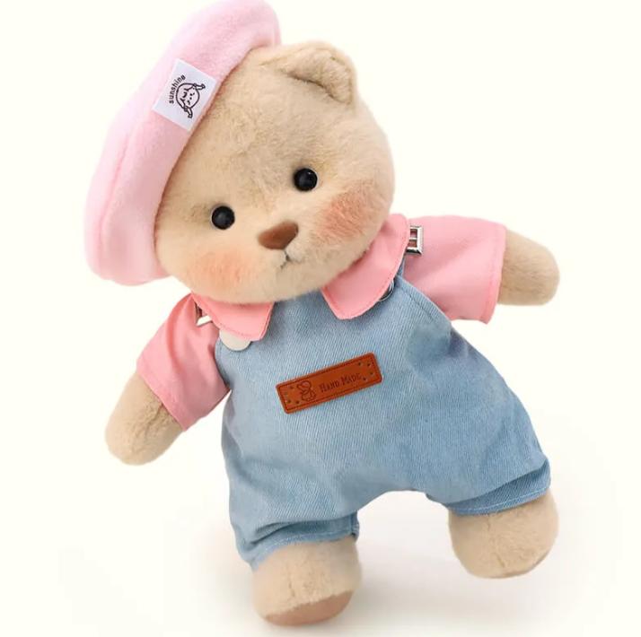 Getahug Pink Beanie Oueralls Bear Handmade Dotted Teddy Bear Gift with Blue Overalls and Pink Shirt ,stuffed animals, plushies Getahug Pink Beanie Oueralls Bear Handmade Dotted Teddy Bear Gift with Blue Overalls and Pink Shirt ,stuffed animals, plushies