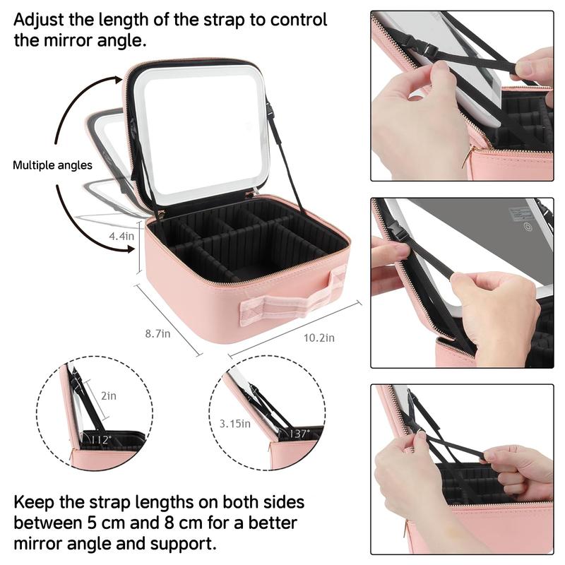 Makeup Bag with Mirror and Light Travel Makeup Train Case Cosmetic Bag Organizer Portable Artist Storage Bag with Adjustable Dividers Makeup Brushes Storage Organizer Makeup Bag with Mirror and Light Travel Makeup Train Case Cosmetic Bag Organizer Portable Artist Storage Bag with Adjustable Dividers Makeup Brushes Storage Organizer