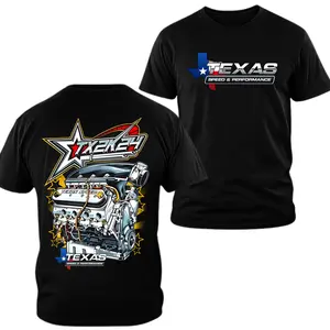Texas Speed & Performance T-shirt, TX2K Turbo Engine Graphic, 2 Sides, Soft Cotton Shirt, Drag Racing Performance Apparel for Men & Women