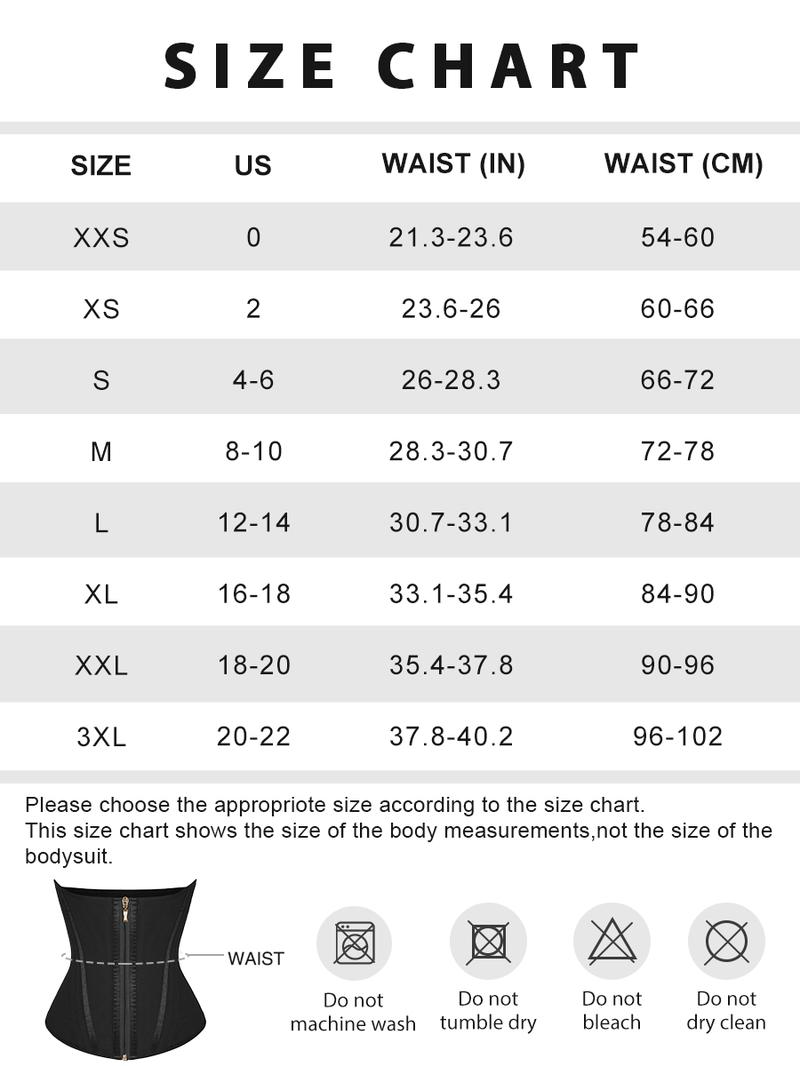 FeelinGirl High Compression 15 Built-in Steel Bone Tummy Control Waist Trainer Shapewear Belts Double-layer compression Womenswear Zipper Comfort Front and back curved design Springtok